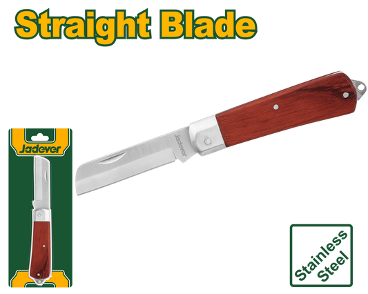 سكين تعرية الكابلات بمقبض خشبي – رأس مستقيم 210 ملم من JADEVER