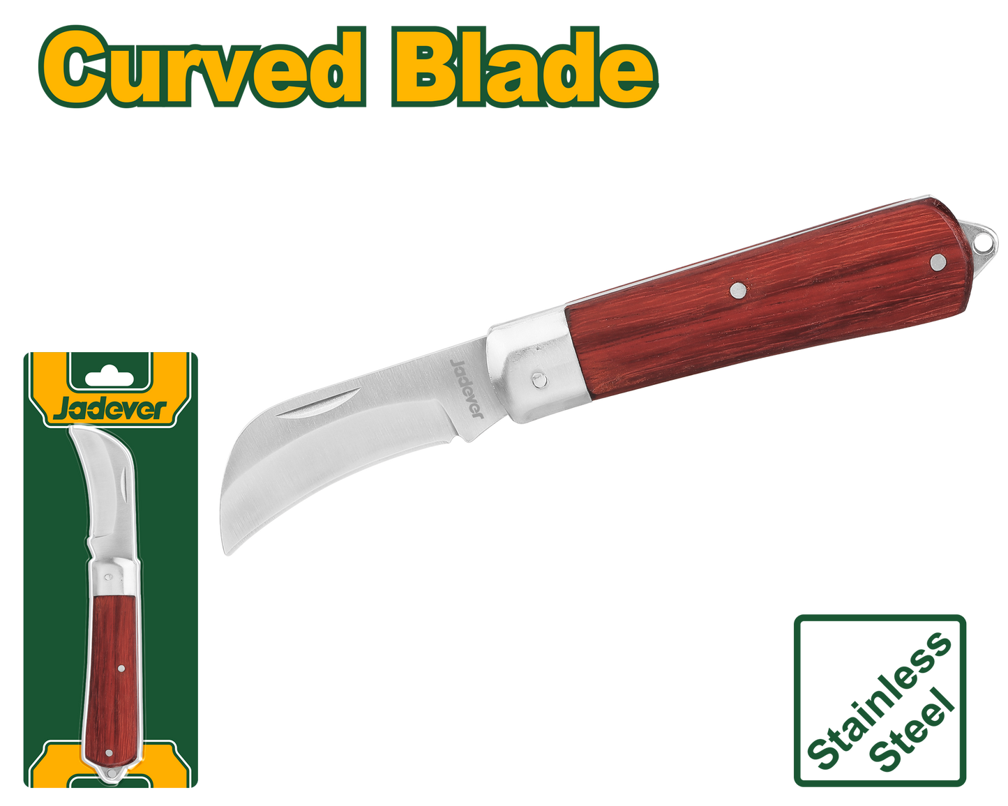 سكين تعرية الكابلات برأس منحني ومقبض خشبي – 198 مم من JADEVER