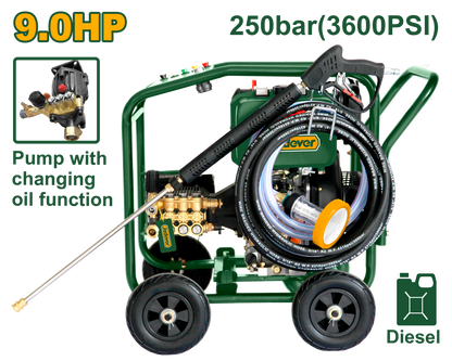 ماكنة غسيل 9 حصان 250 بار ديزل من جادايفر Jadver