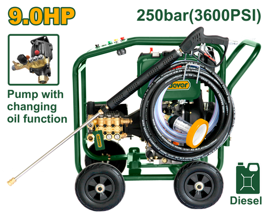 ماكنة غسيل 9 حصان 250 بار ديزل من جادايفر Jadver