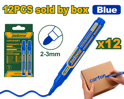 مجموعة علامات دائمة 12 قطعة باللون الأسود أو الأزرق من علامات بروفا، حبر سريع ال…