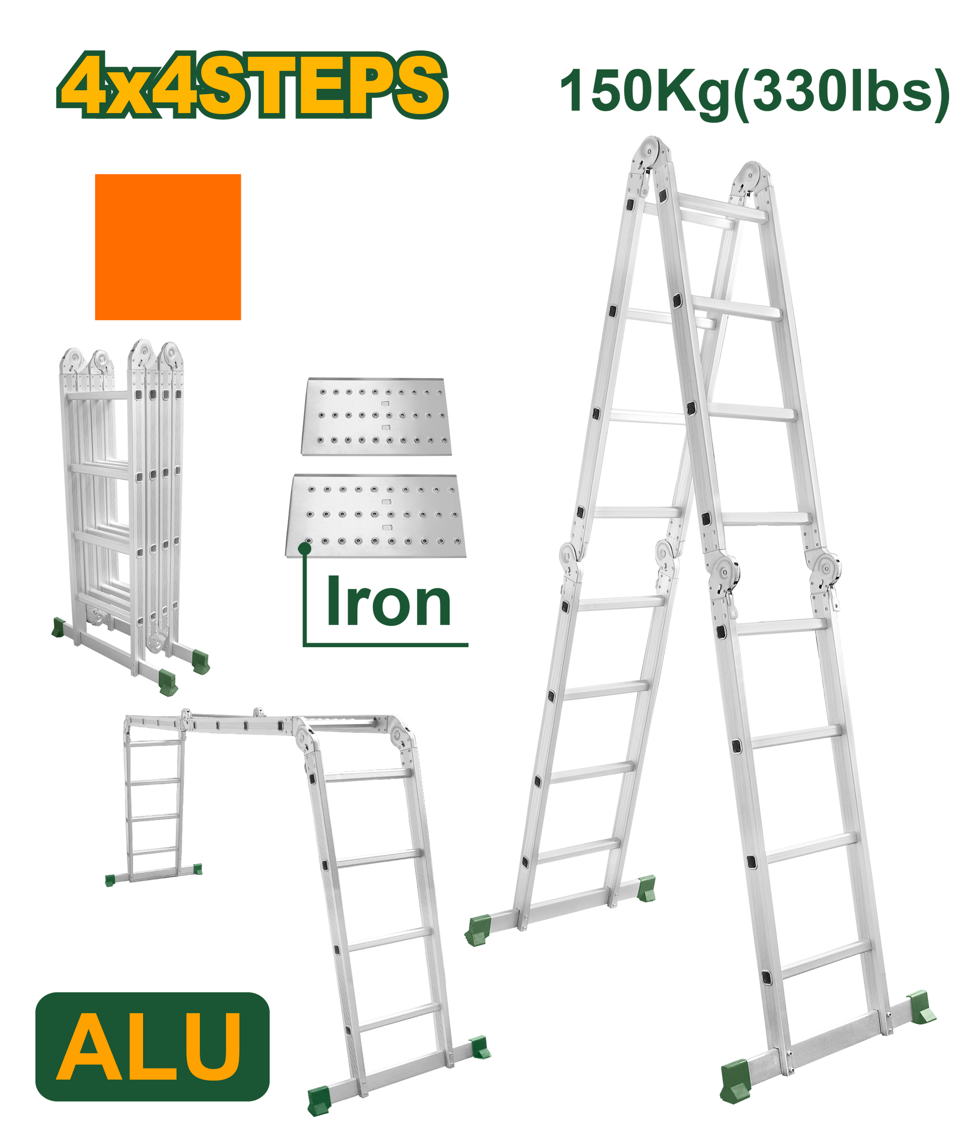 سلم متعدد 4درجات مع بسطة حديد من جاديفر Jadver