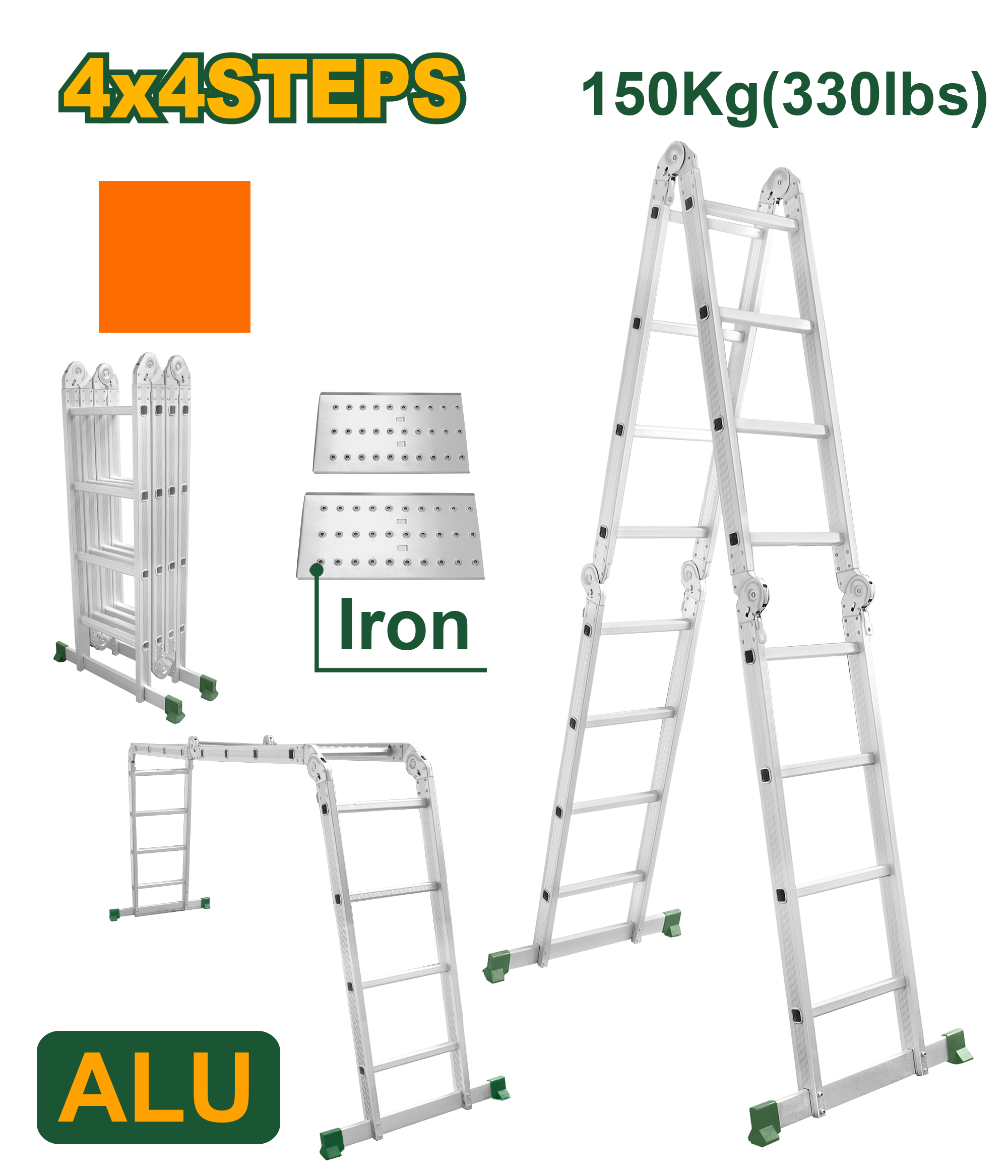 سلم متعدد 4درجات مع بسطة حديد من جاديفر Jadver