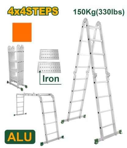 سلم متعدد 4درجات مع بسطة حديد من جاديفر Jadver
