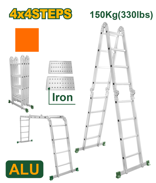 سلم متعدد 4درجات مع بسطة حديد من جاديفر Jadver