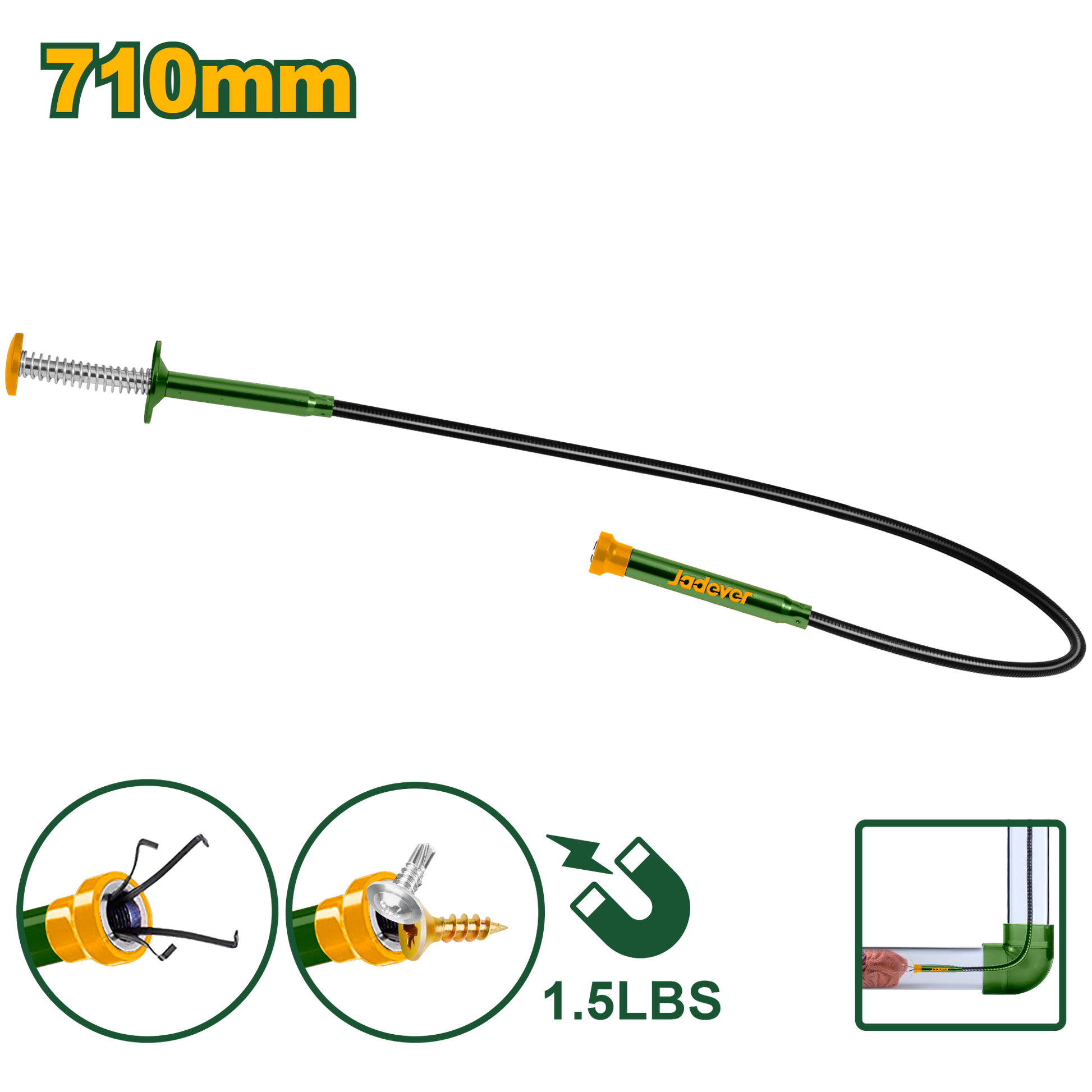 أداة التقاط JADEVER مع عمود مرن 710مم لاسترجاع العناصر الصغيرة بشكل سهل
