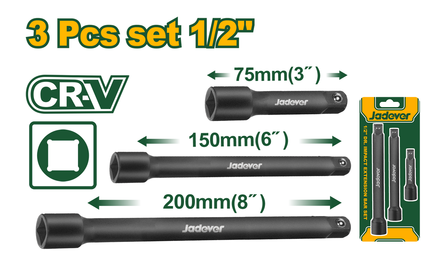 طقم وصلات بوكس اسود 1/2 " 3 قطع من جادايفر Jadver