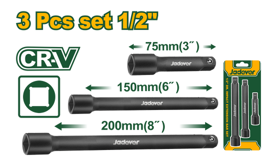 طقم وصلات بوكس اسود 1/2 " 3 قطع من جادايفر Jadver