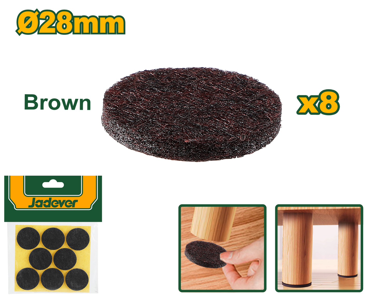 عازل ارجل الاثاث (8 قطع)قياس 28mm من جادايفر JADEVER