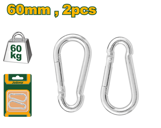 هوك تسلق من الفولاذ الكربوني مقاس 60 مم – مجموعة من قطعتين، 60 كجم من JADEVER