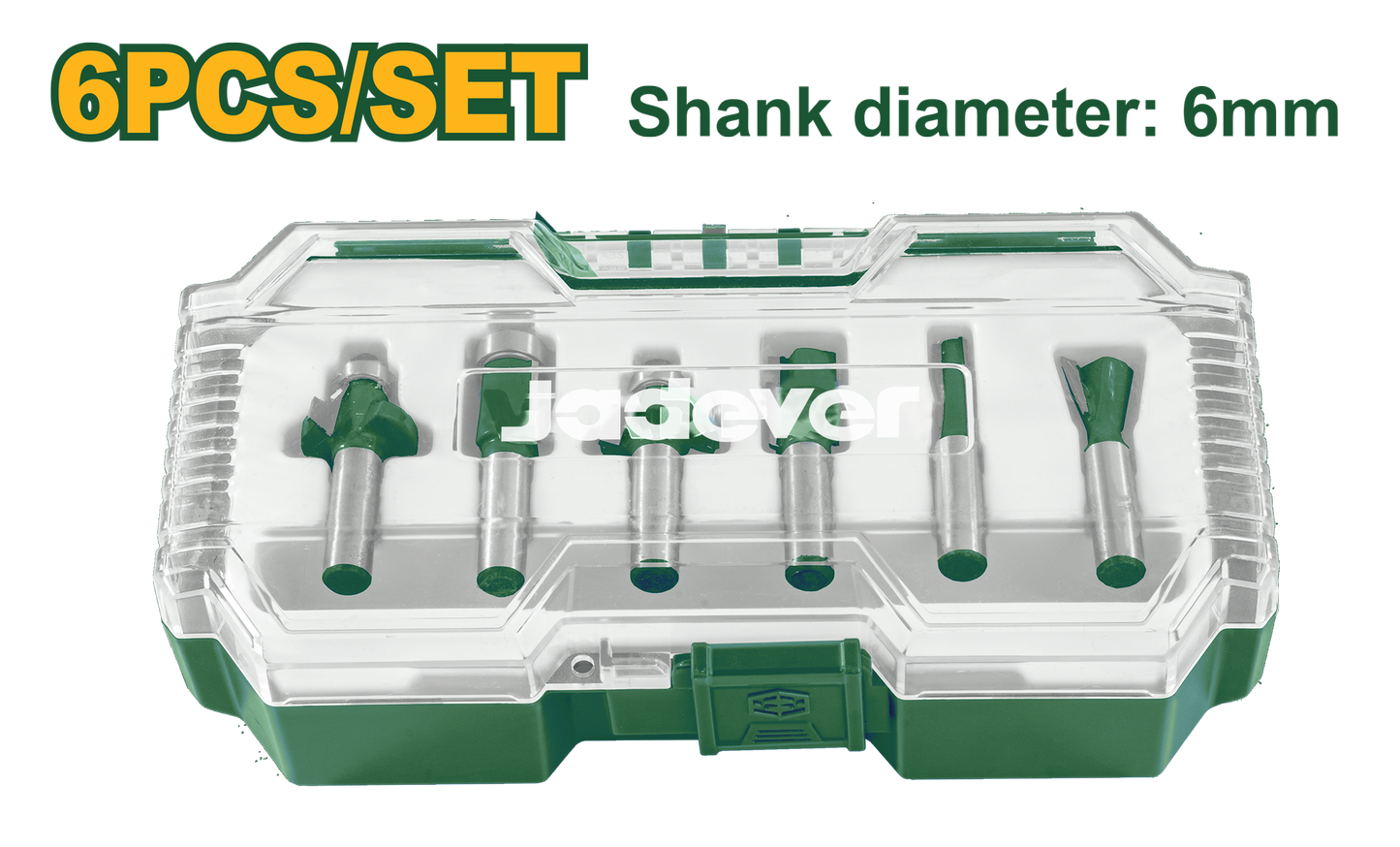 طقم بتات كهربائية JADEVER 6 قطع لنجارة دقيقة مع عمود 6 مم