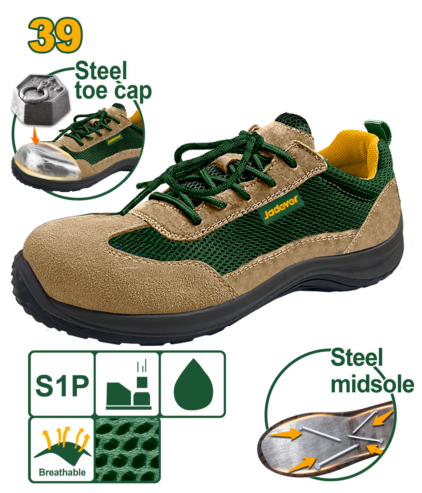 حذاء سيفتي برقبة قصيرة شمواه من جادايفر Jadever