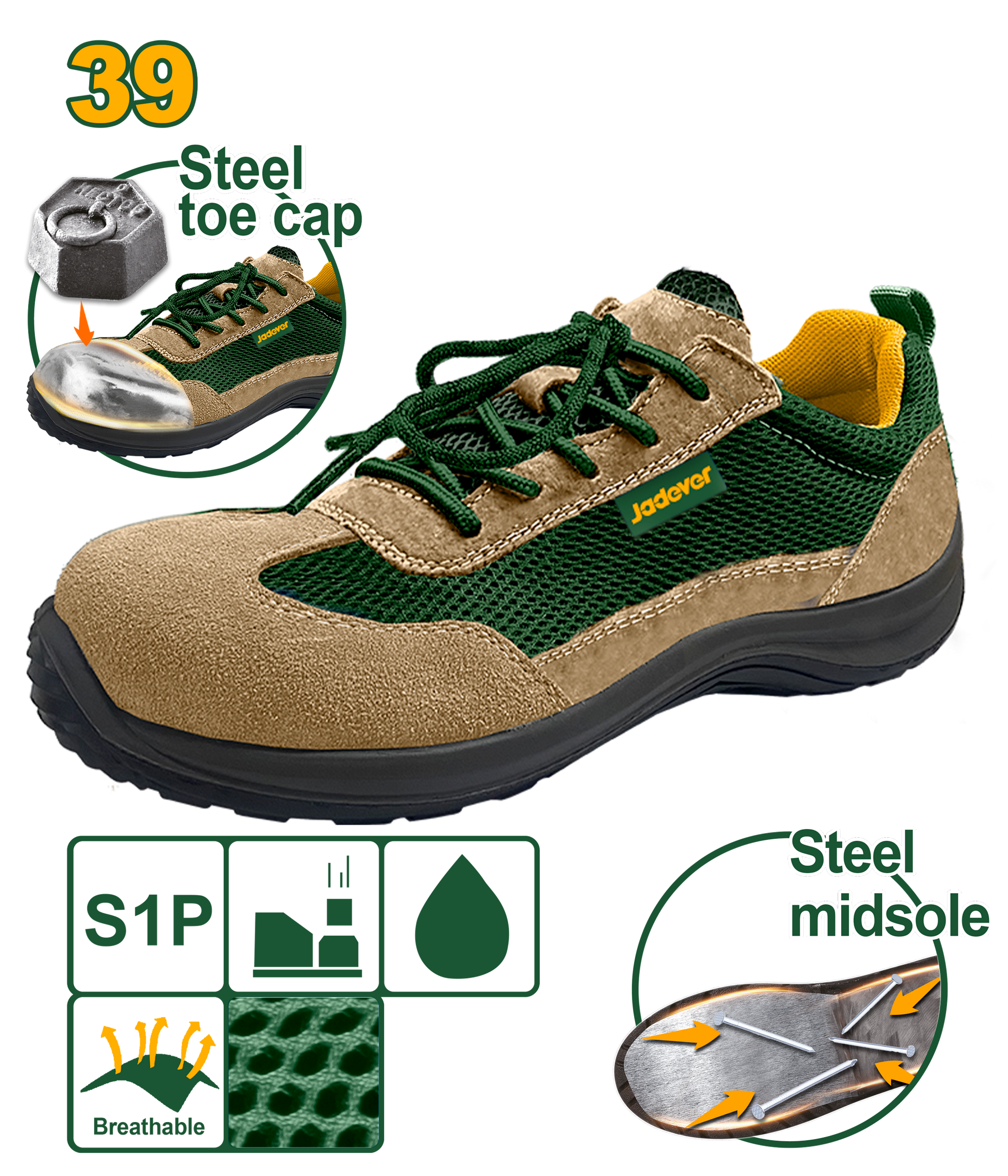 حذاء سيفتي برقبة قصيرة شمواه من جادايفر Jadever