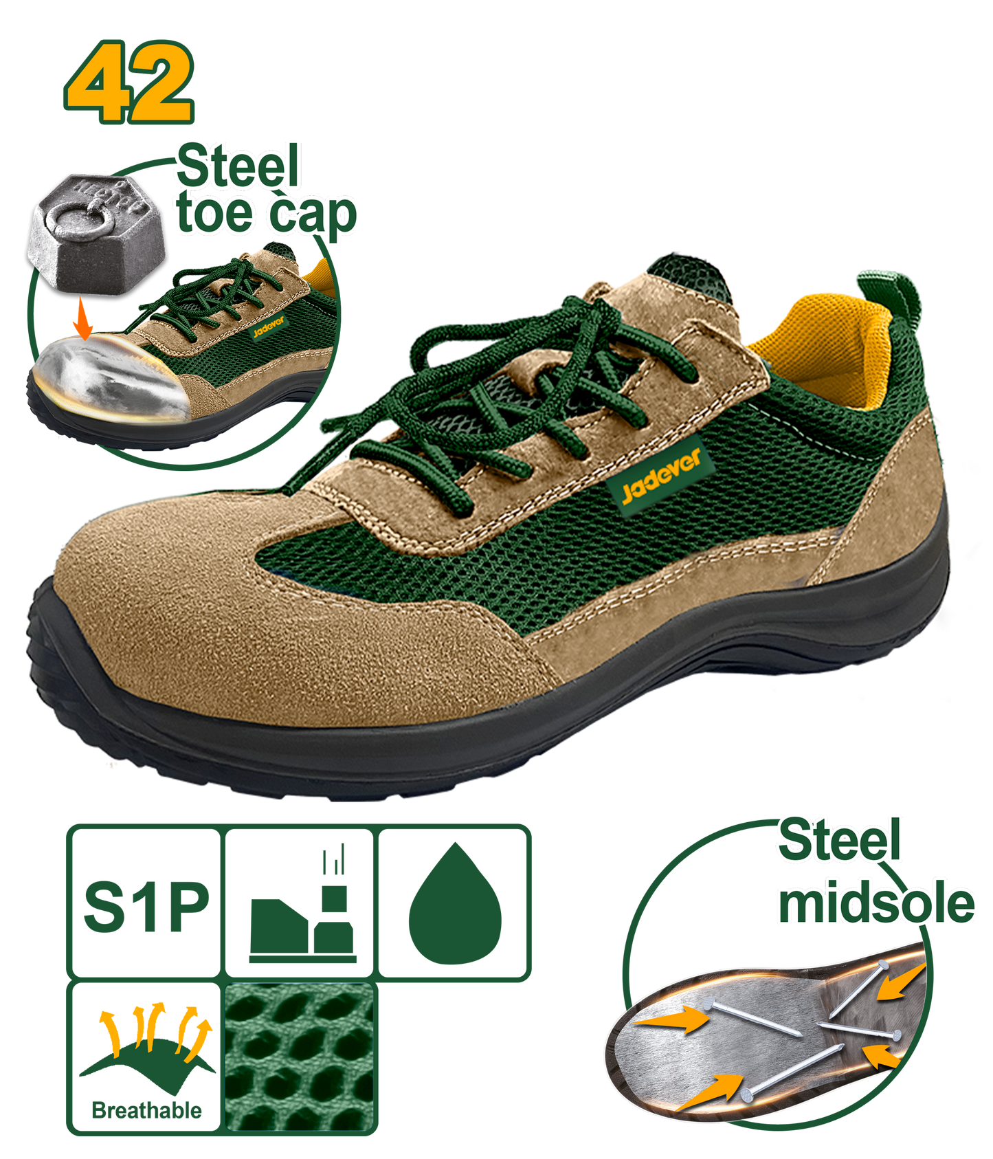 حذاء سيفتي برقبة قصيرة شمواه من جادايفر Jadever