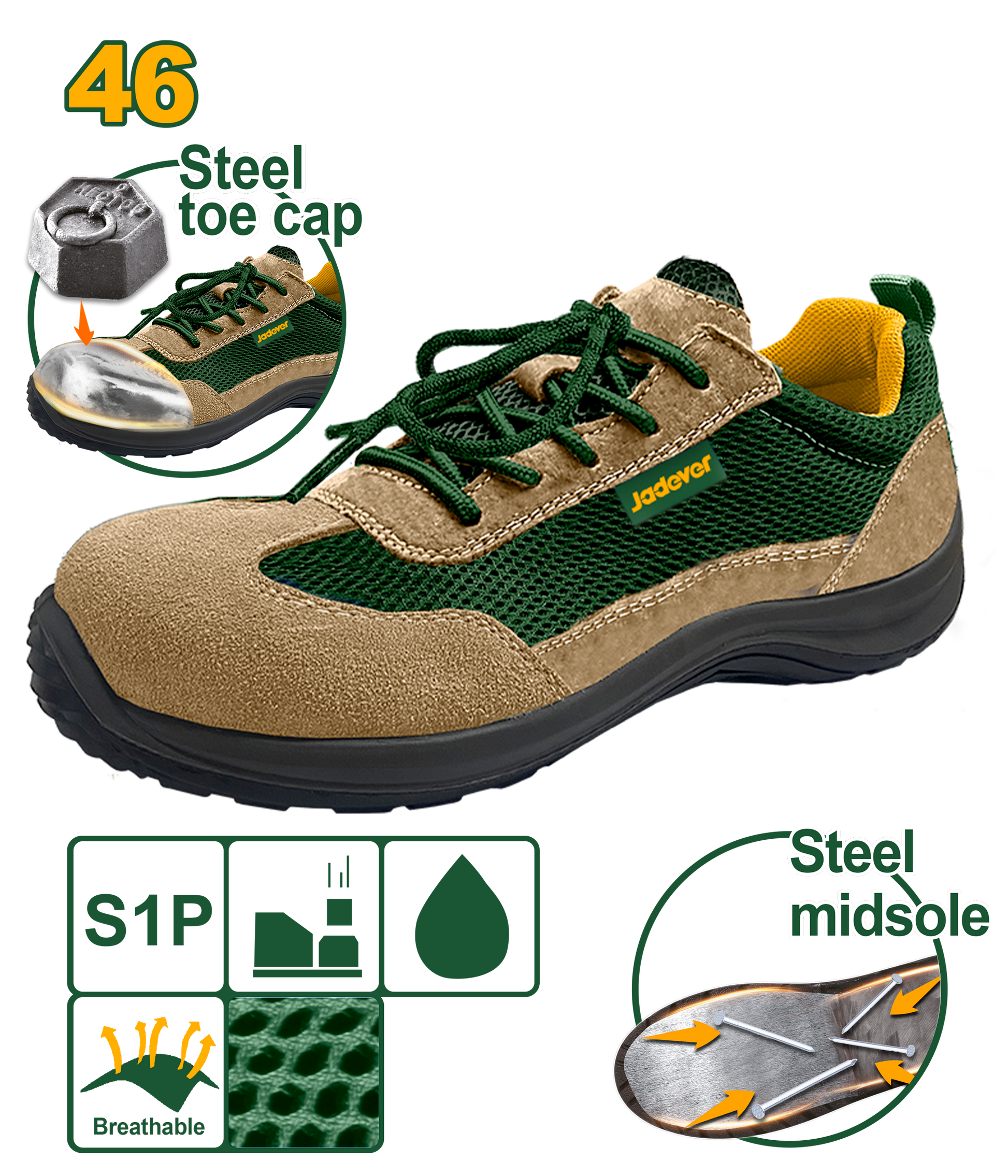 حذاء سيفتي برقبة قصيرة شمواه من جادايفر Jadever