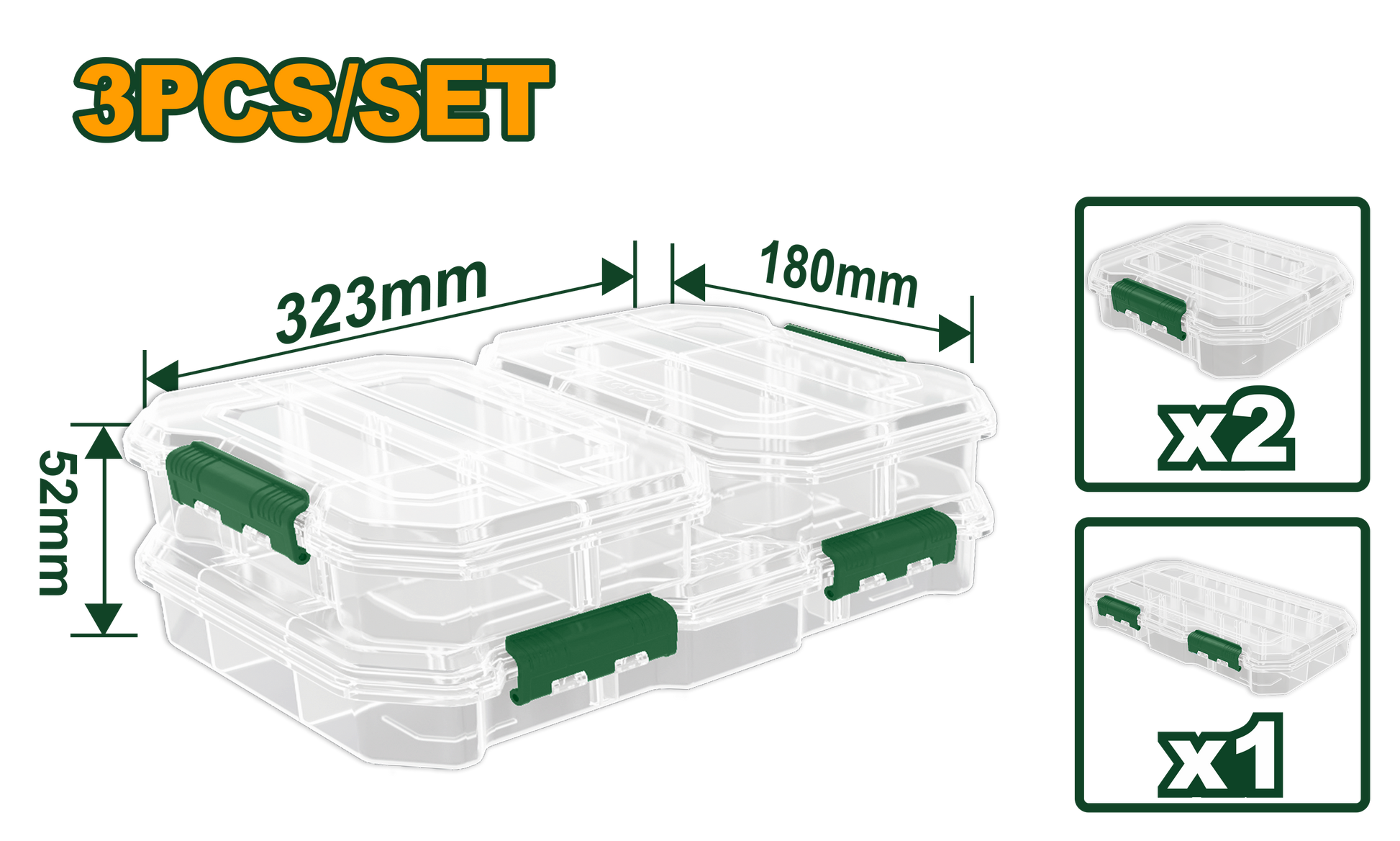 طقم علب بلاستيك شفاف 3 قطع من جاديفيرJadever