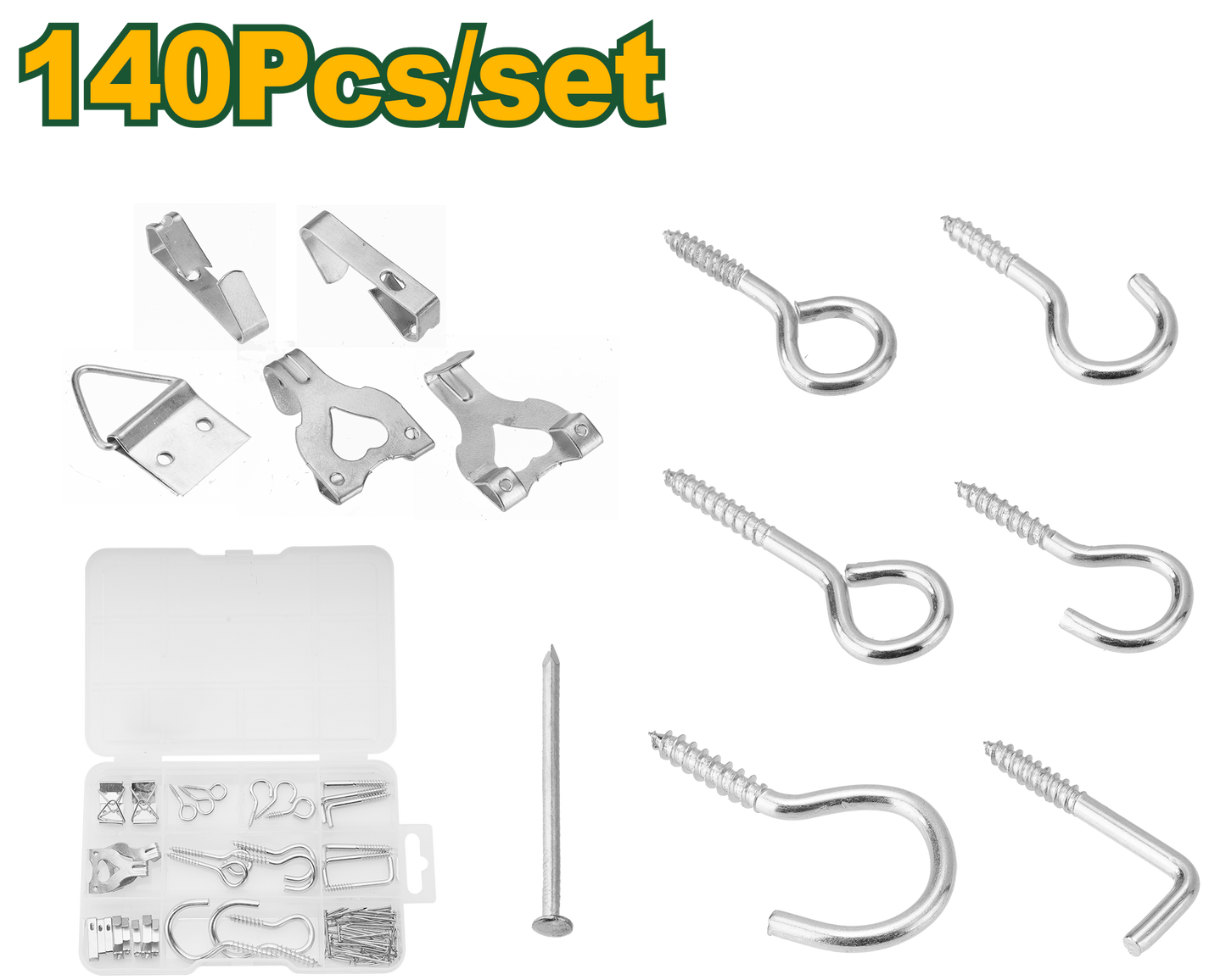 طقم براغي وعلاقات وحمالات براويز 140قطعة من جادايفر
