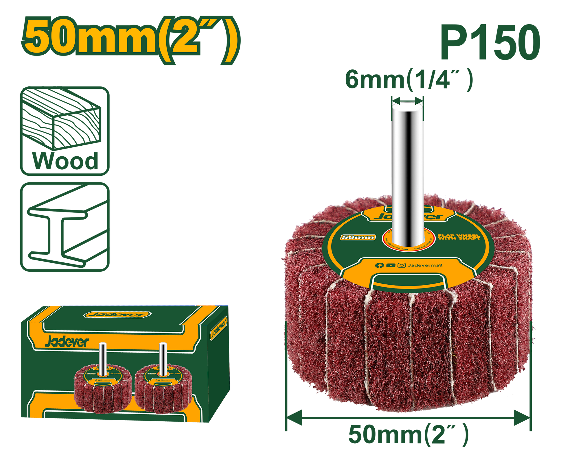 قرص تلميع JADEVER 50 x 25MM حبوب P150 لأعلى دقة ولمسات نهائية مميزة