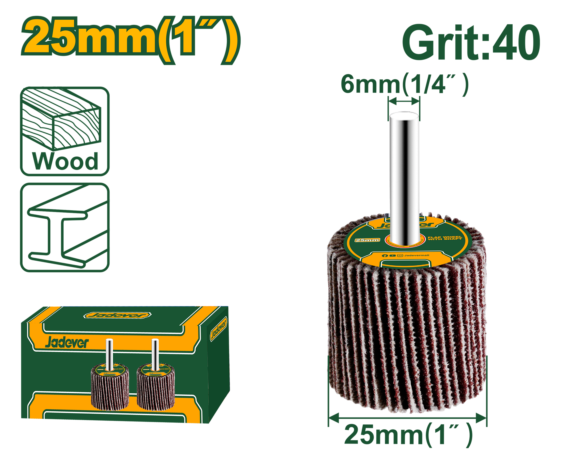 عجلة طلاء JADEVER 25x25x6mm، حبيبات 40#، مثالية للرمل الدقيق والمعدن