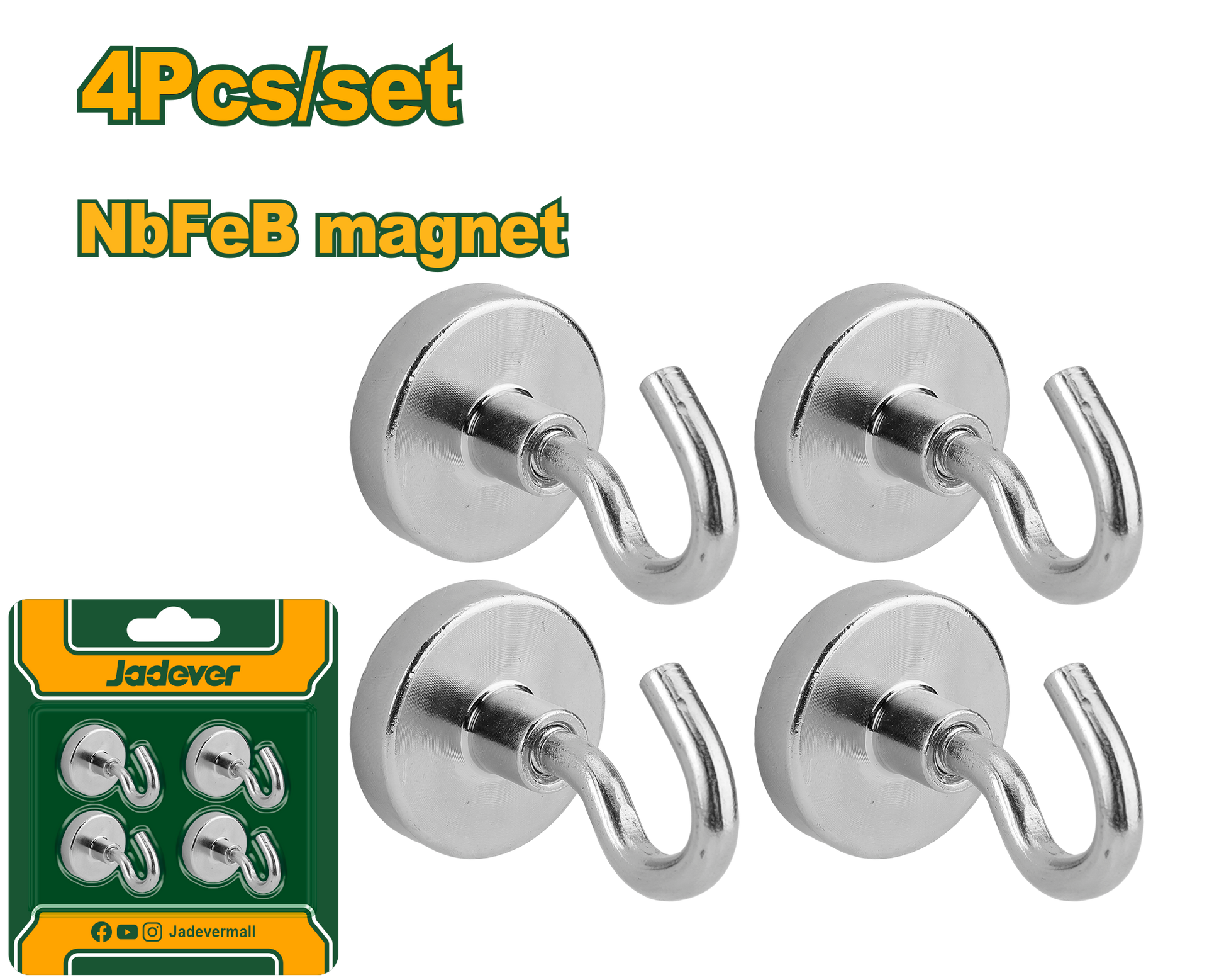 طقم حمالات مغناطيسية 4 قطع من جادايفر JADEVER