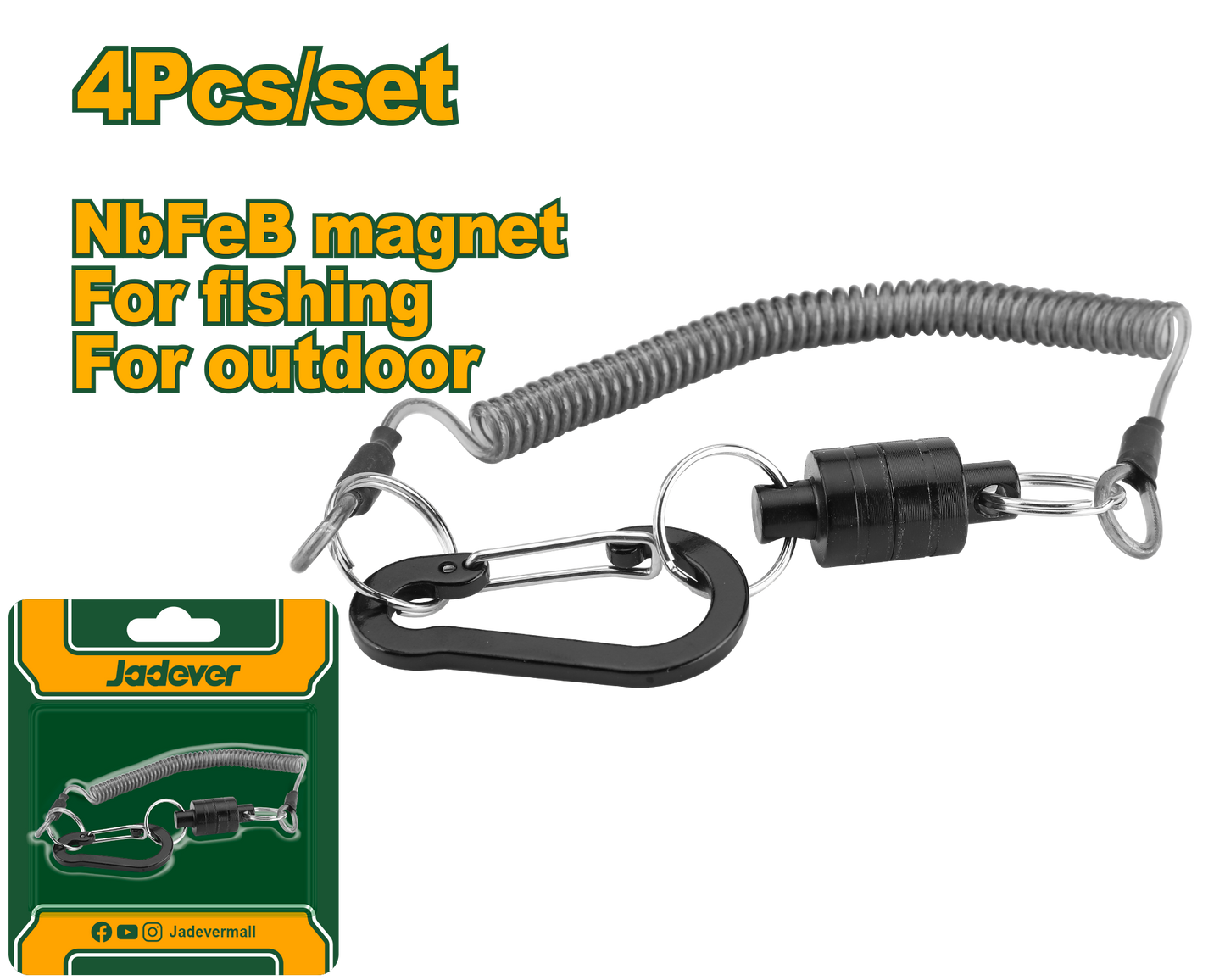 طقم صيد متعدد الأغراض 4 قطع مع مشبك مغناطيسي نيوديميوم من JADEVER