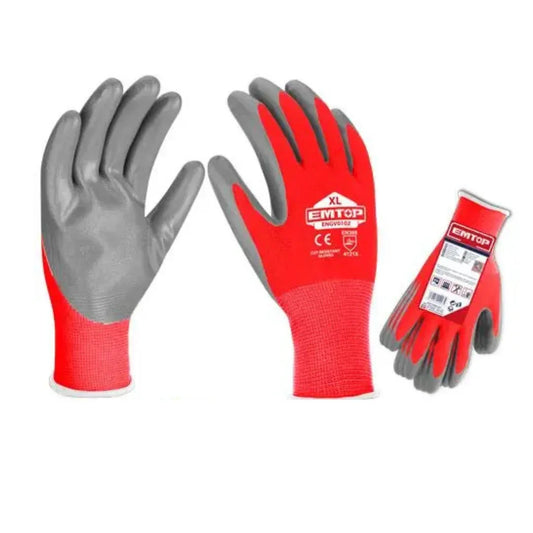 كفوف عمال  لون احمر  EMTOP ENGV0102