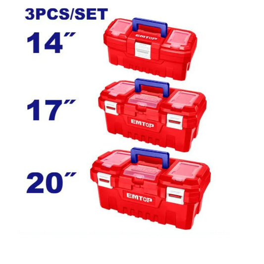 مجموعة  صناديق عده بلاستيك 3 قطع  باحجام 14" 17" 20" EMTOP EPBXK0301
