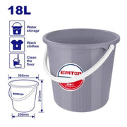 سطل بلاستك مع يد  18 لتر  EMTOP EMBU1318