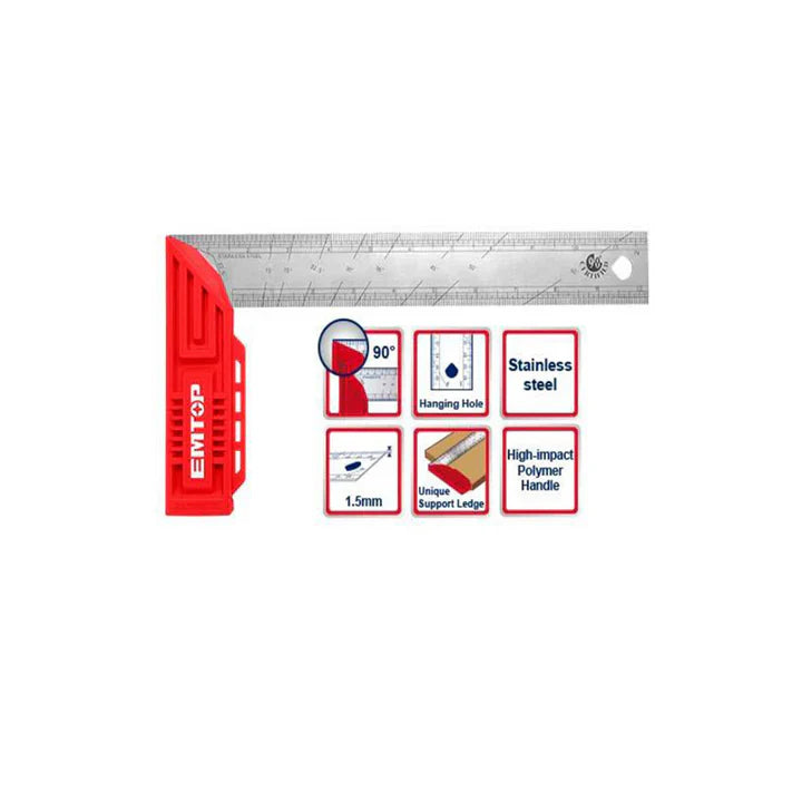 مسطرة زاوية 12 انش  (300 مم)  EMTOP ESRR30001