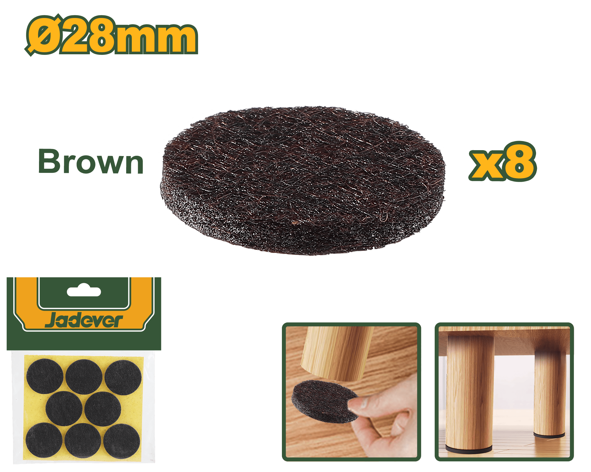 عازل ارجل الاثاث (8 قطع)قياس 28mm من جادايفر JADEVER - Smart Hack