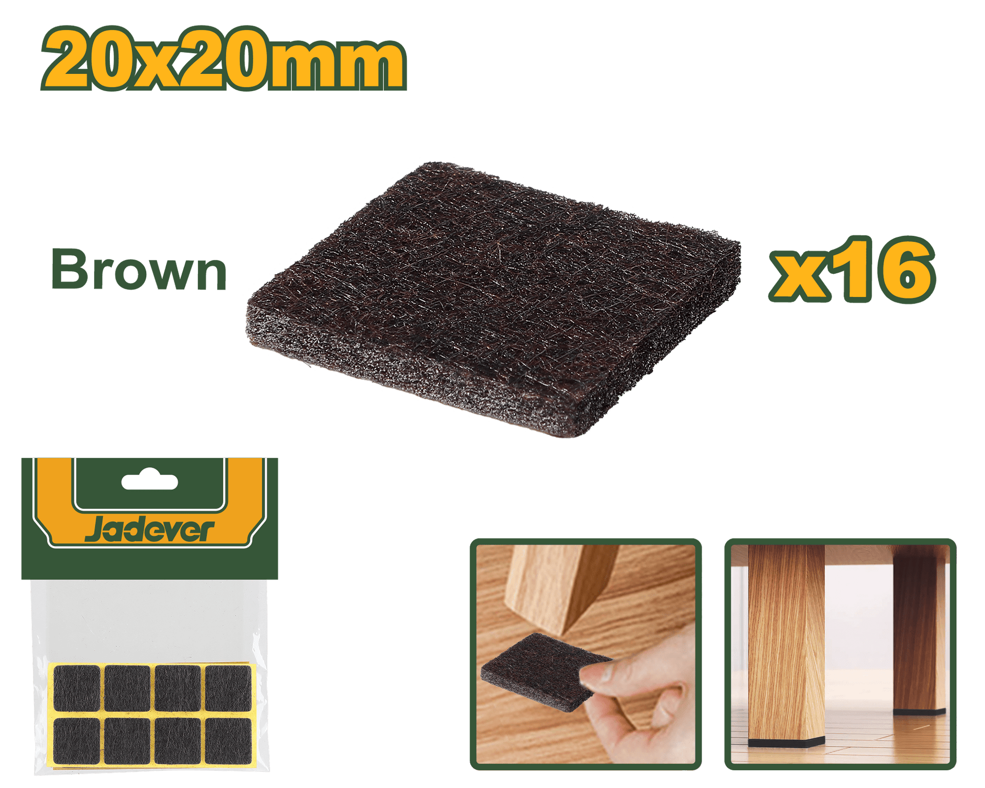 عازل ارجل الاثاث لون اسود من16 قطعة 20x20 مم من جادايفر JADEVER - Smart Hack