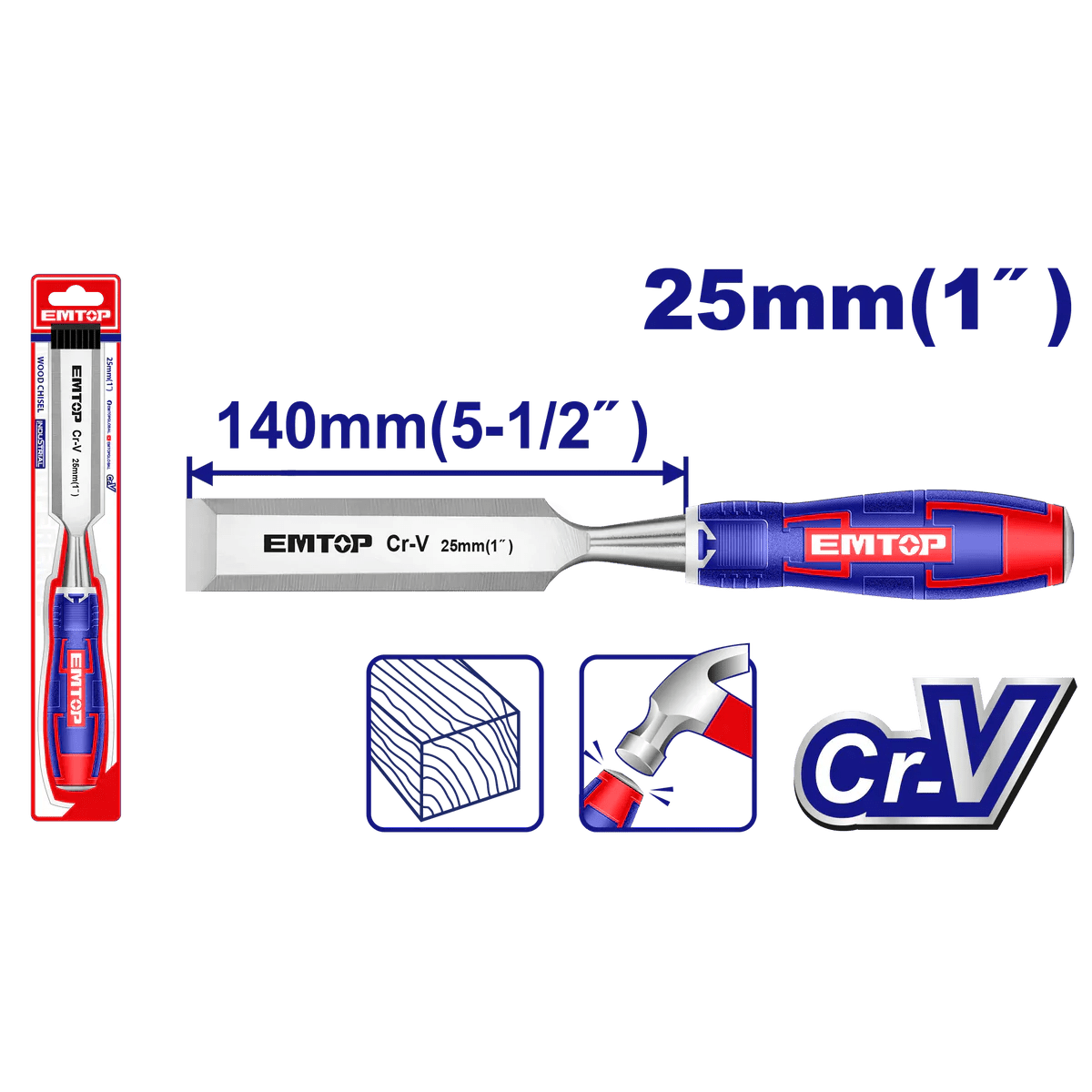 إزميل خشب عرض 25 ملم EMTOP EWCL2501 - Smart Hack