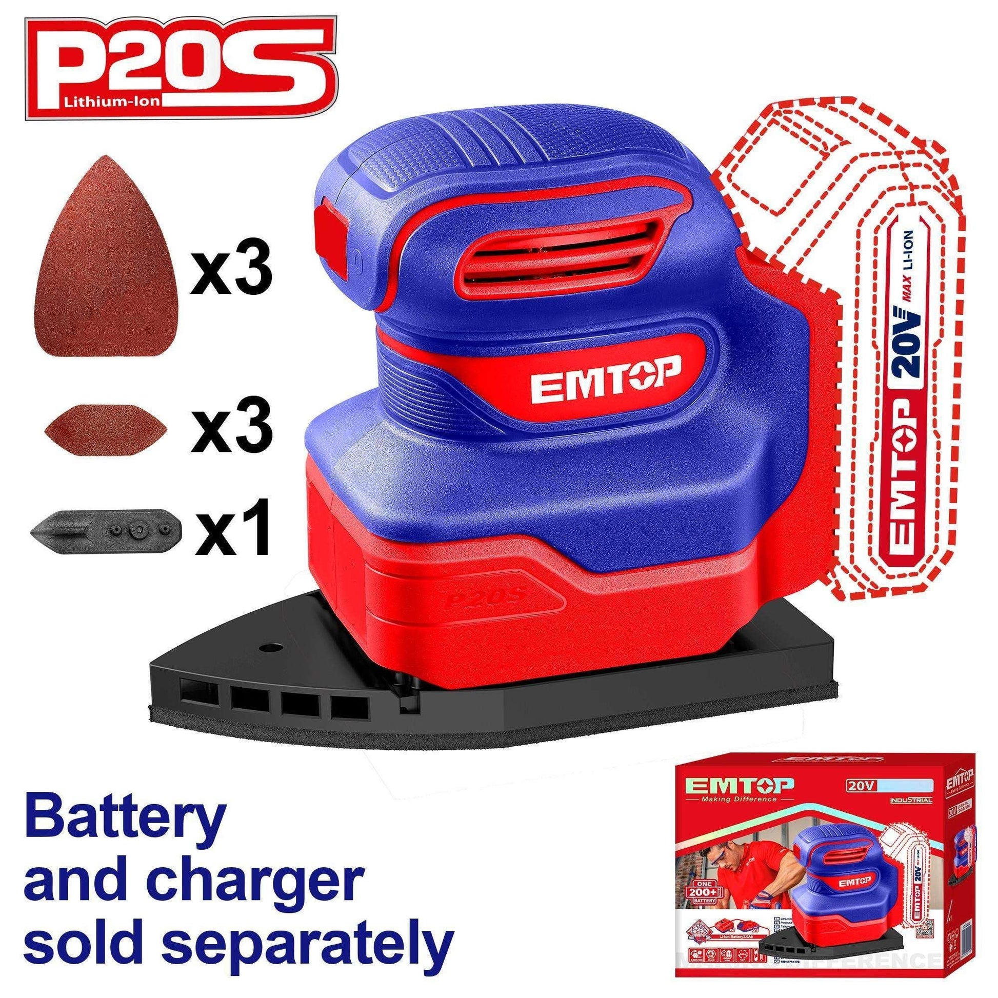 جهاز الصنفرة اليدوي اللاسلكي EMTOP ELPS2014 - Smart Hack