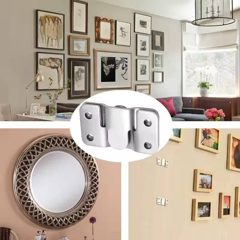 حوامل تثبيت مخفية من الستانلس ستيل – تعليق قوي وآمن للصور والمرايا ورؤوس الأسرّة (10 قطع) - Smart Hack