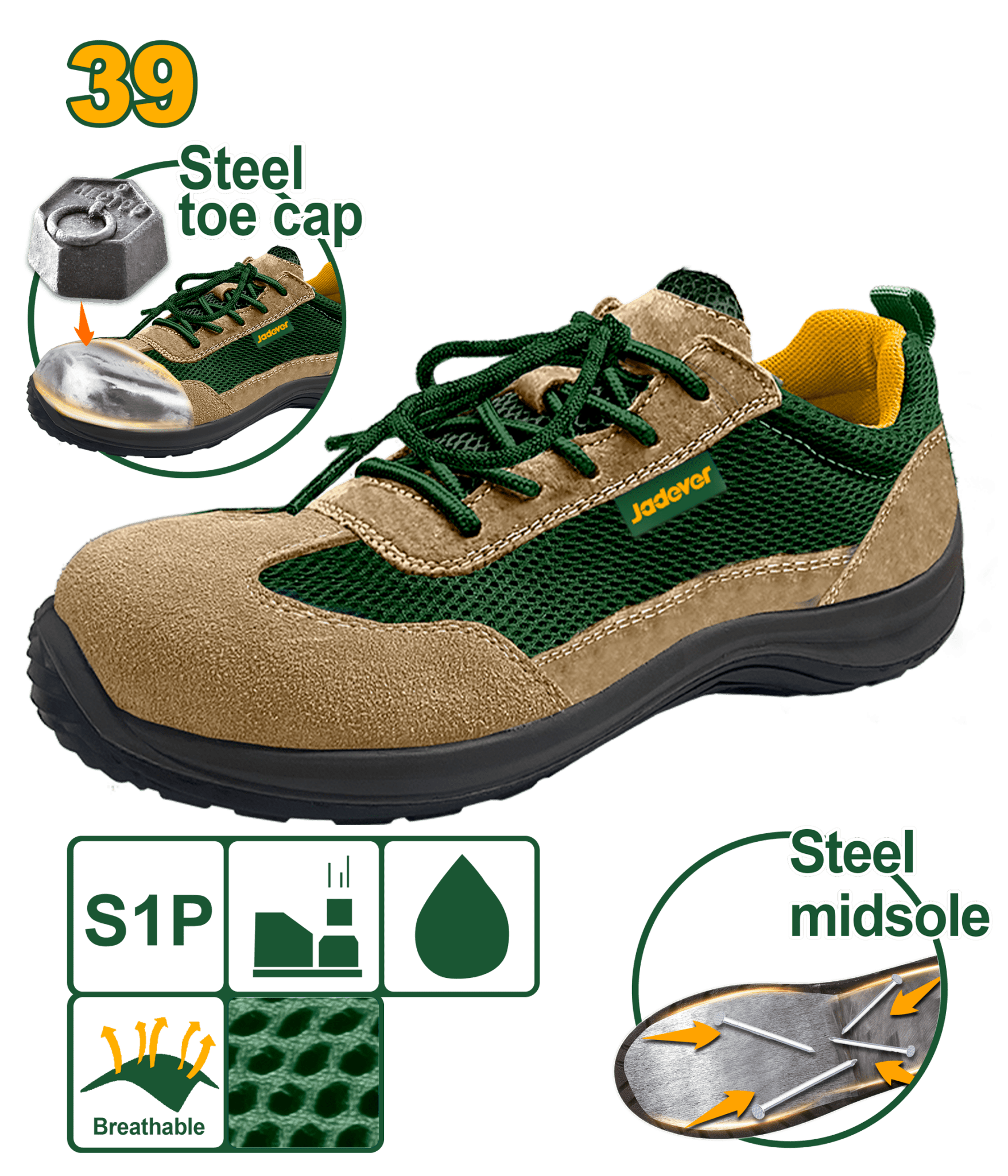 حذاء سيفتي برقبة قصيرة شمواه من جادايفر Jadever - Smart Hack