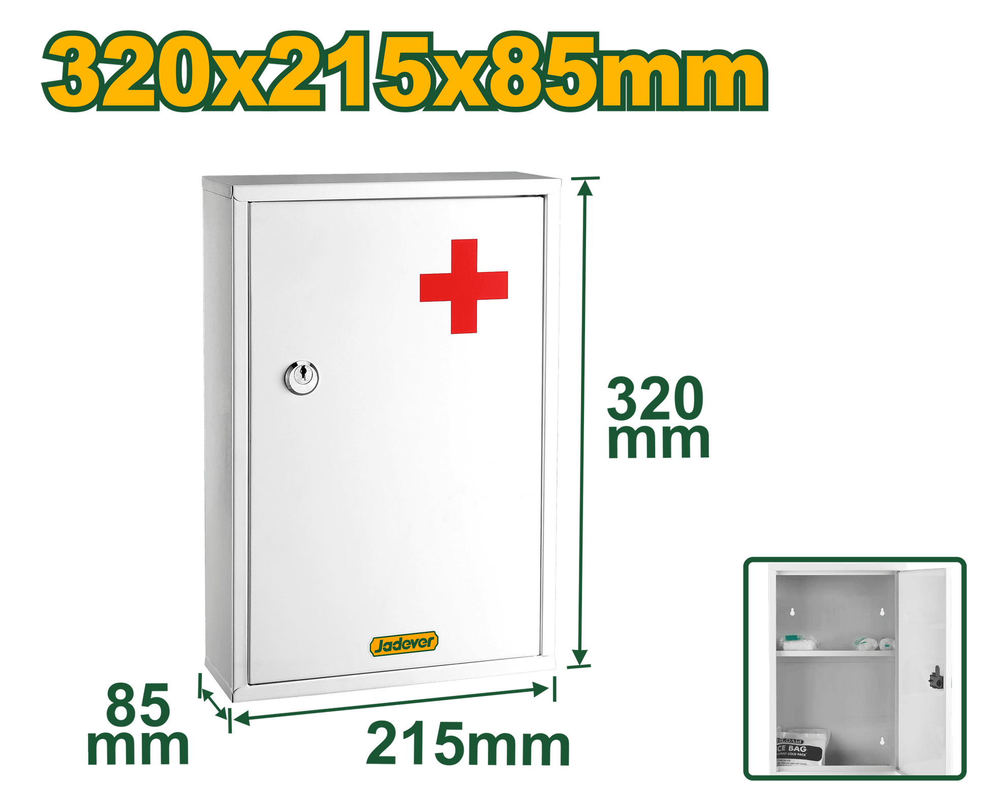 خزانة طبية جدارية - 32×21.5×8.5 سم قفل مفتاح من JADEVER - Smart Hack