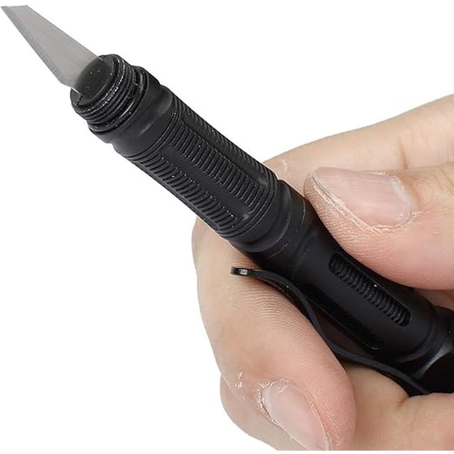 قلم أداة متعددة 9 في 1 مع كاسر زجاج وقاطع حبال وكشاف LED – Swiss+Tech ST029007 | Swiss+Tech ST029007 9 - in - 1 Multi - Tool Pen with Glass Breaker, Rope Cutter & LED Flashlight - Smart Hack