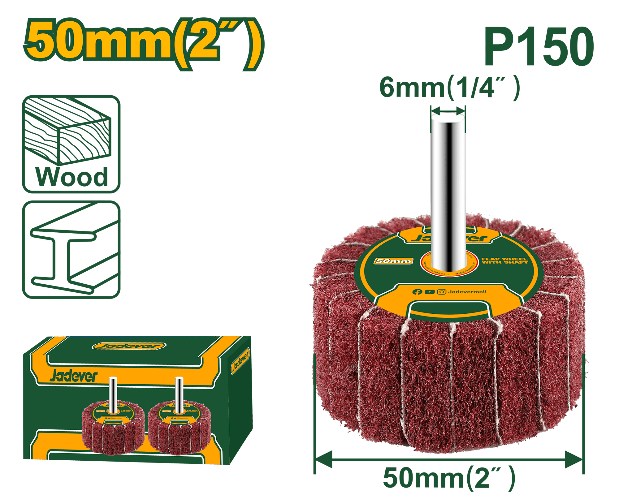 قرص تلميع JADEVER 50 x 25MM حبوب P150 لأعلى دقة ولمسات نهائية مميزة - Smart Hack