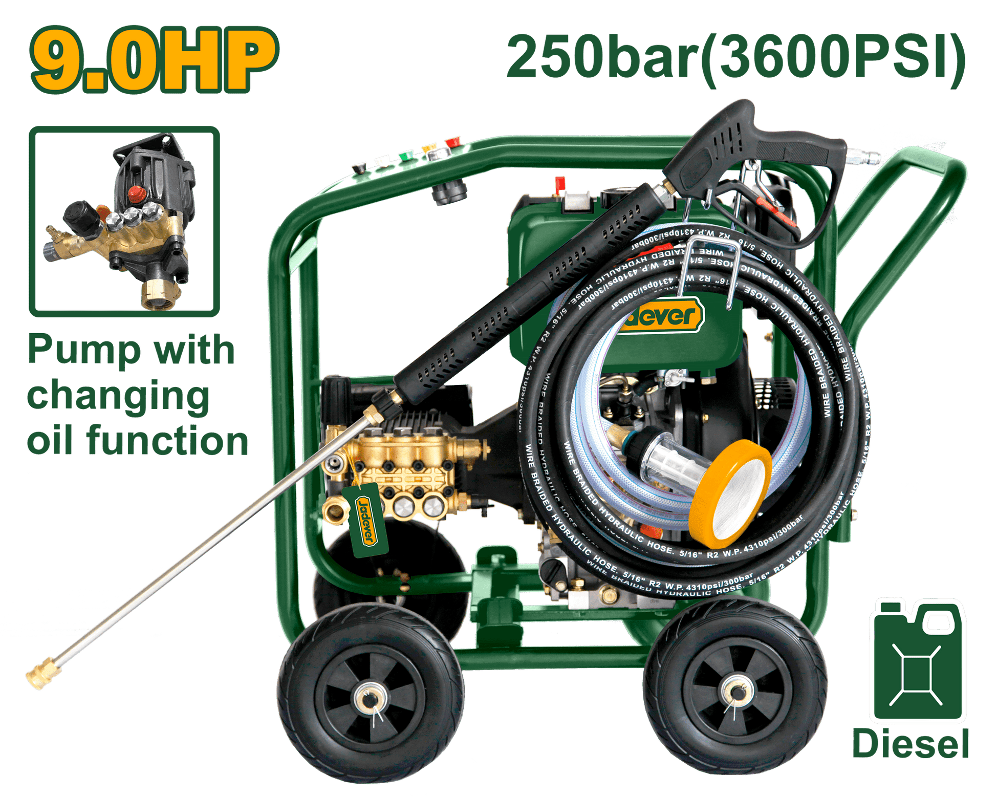 ماكنة غسيل 9 حصان 250 بار ديزل من جادايفر Jadver - Smart Hack