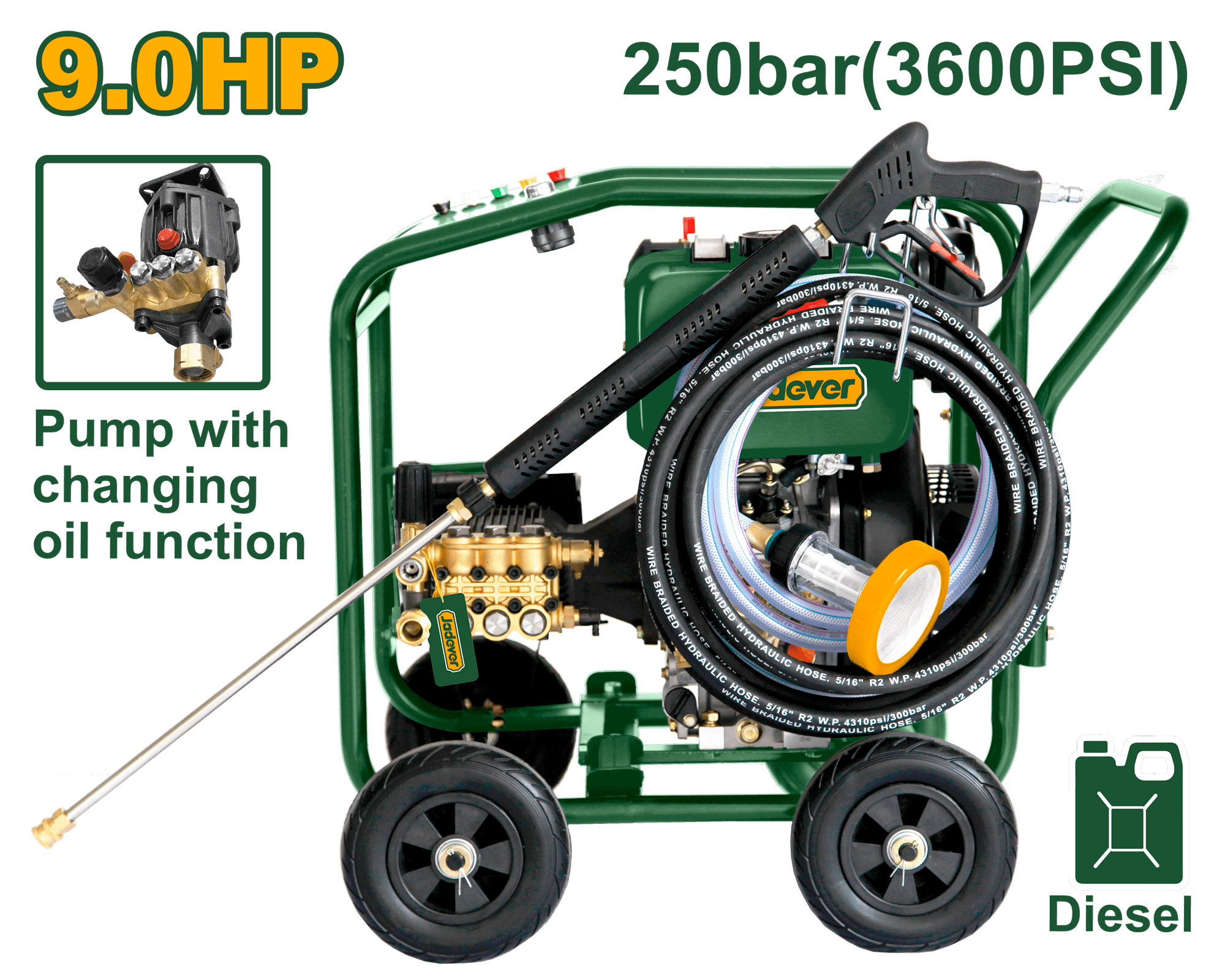 ماكنة غسيل 9 حصان 250 بار ديزل من جادايفر Jadver - Smart Hack