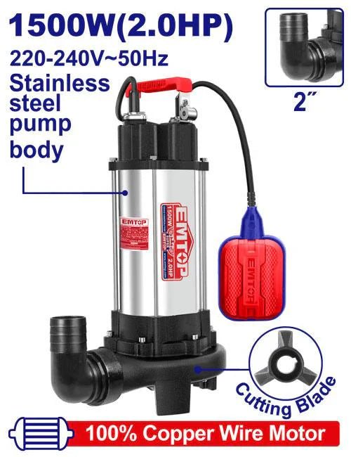 مضخة غاطسة لمياه الصرف الصحي 1500W - Smart Hack