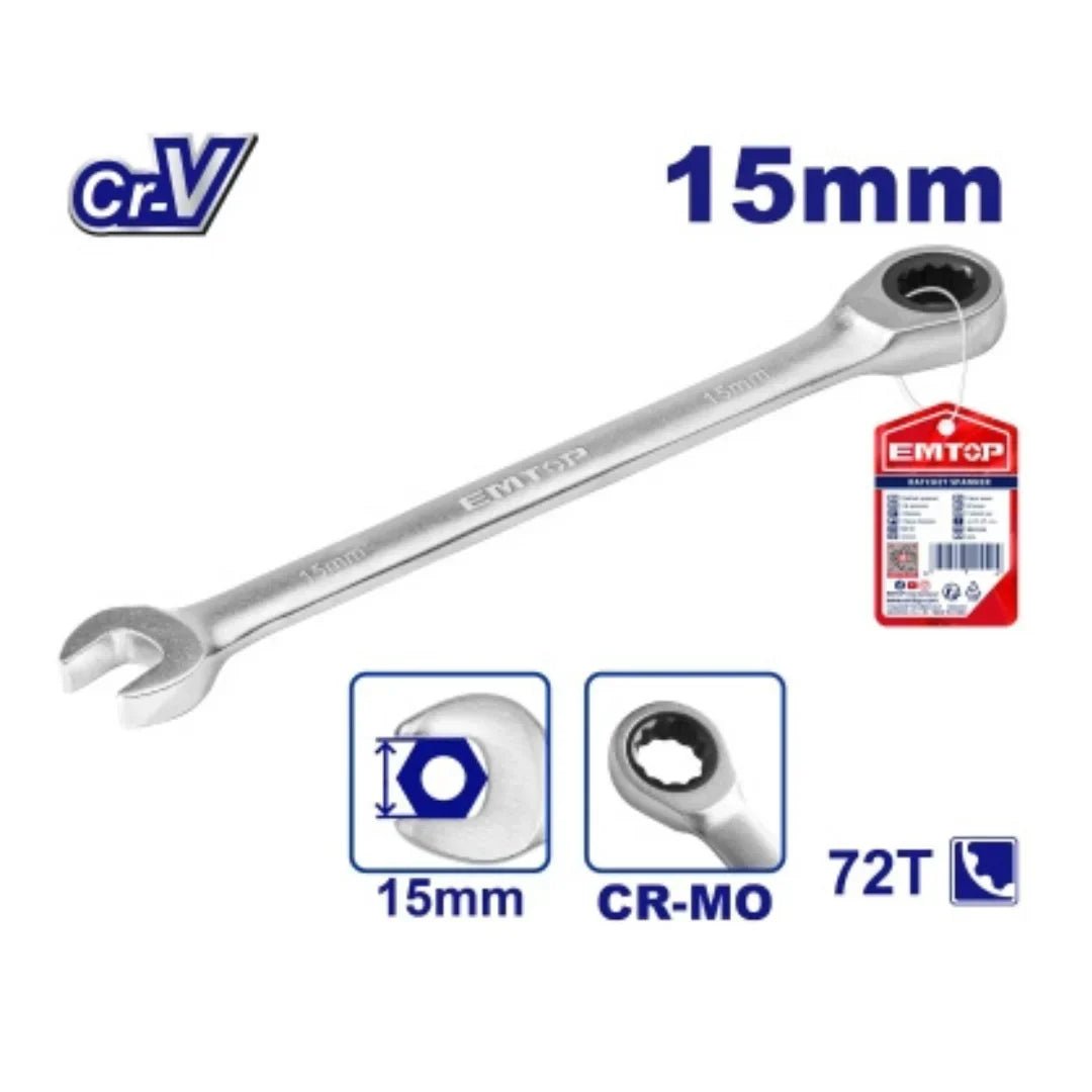 مفتاح شد مزدوج مع رأس حلقي للتدوير 15 مم EMTOP ECSPAR151 - Smart Hack