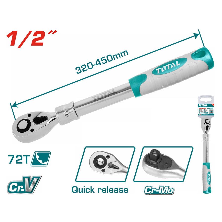 مفتاح طقطيقة قابل للتمديد بحجم ½” من Total - Smart Hack