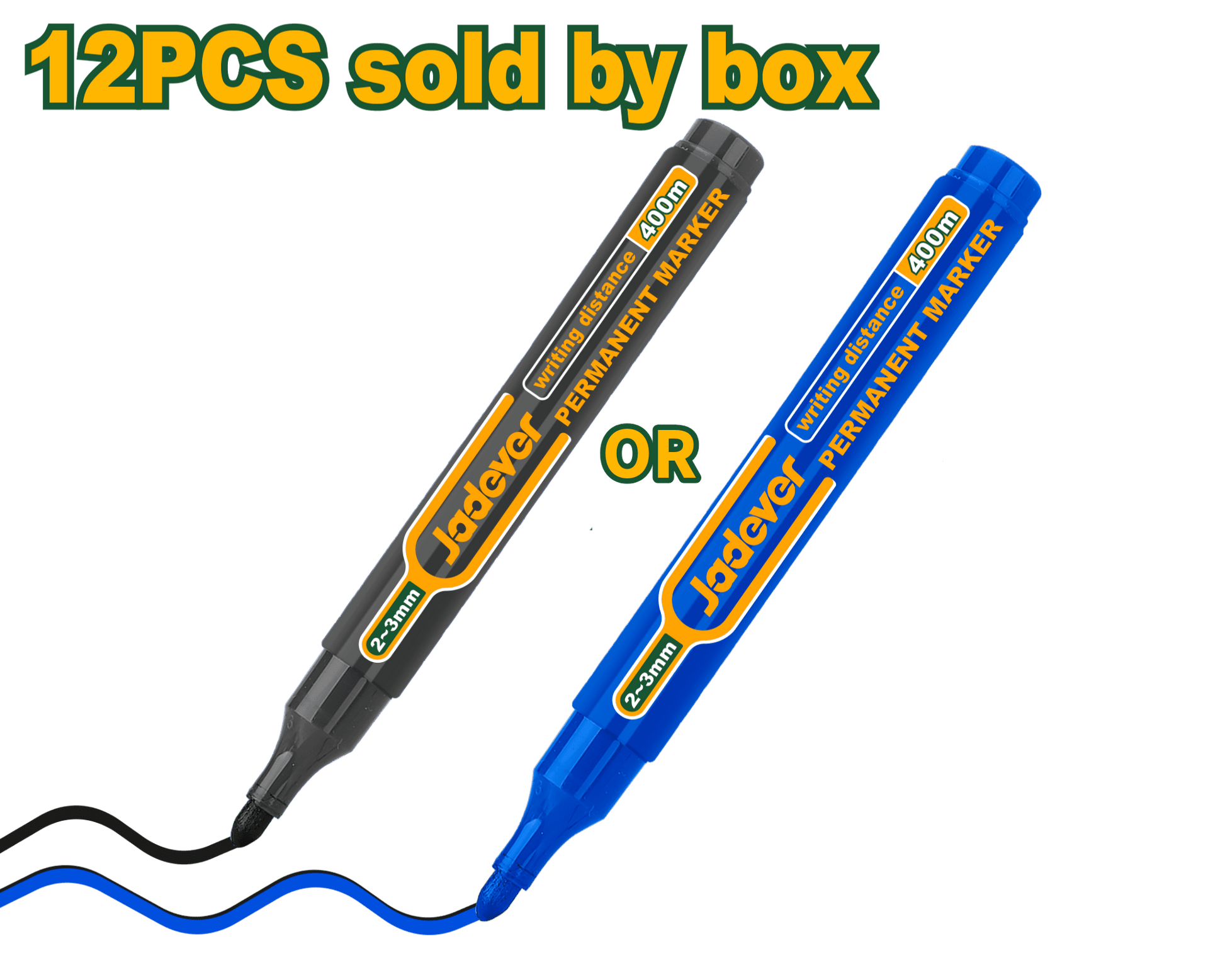 مجموعة علامات دائمة 12 قطعة باللون الأسود أو الأزرق من علامات بروفا، حبر سريع ال… - Smart Hack