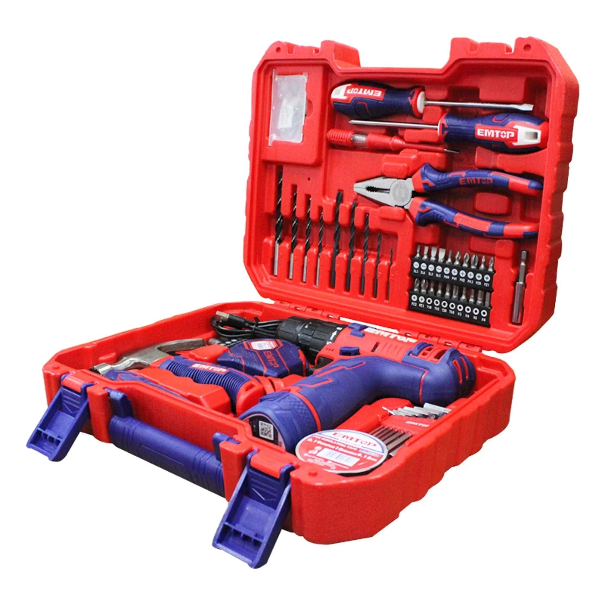 مجموعة أدوات منزلية من إيمتوب، 96 قطعة، مع مثقاب لاسلكي 12V - Smart Hack