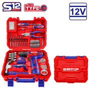 مجموعة أدوات منزلية من إيمتوب، 96 قطعة، مع مثقاب لاسلكي 12V - Smart Hack