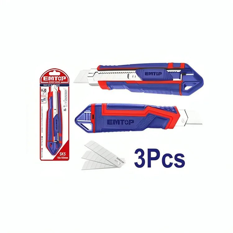 مشرط بلاستيكي مع 3 شفرات EMTOP ESNK18302 - Smart Hack