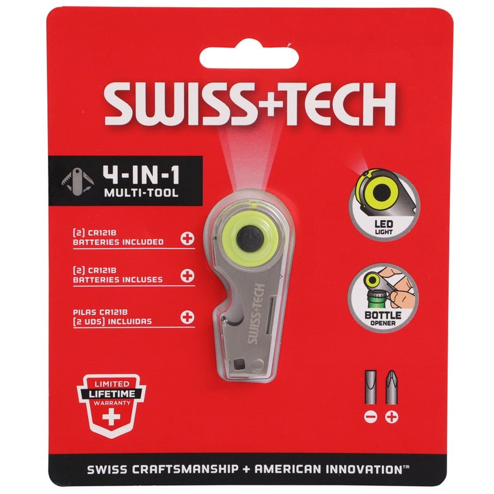 ميدالية مفاتيح متعددة الوظائف مع كشاف وفتاحة زجاجات – Swiss+Tech ST60392W | Swiss+Tech Key Light Driver with Bottle Opener ST60392W - Smart Hack