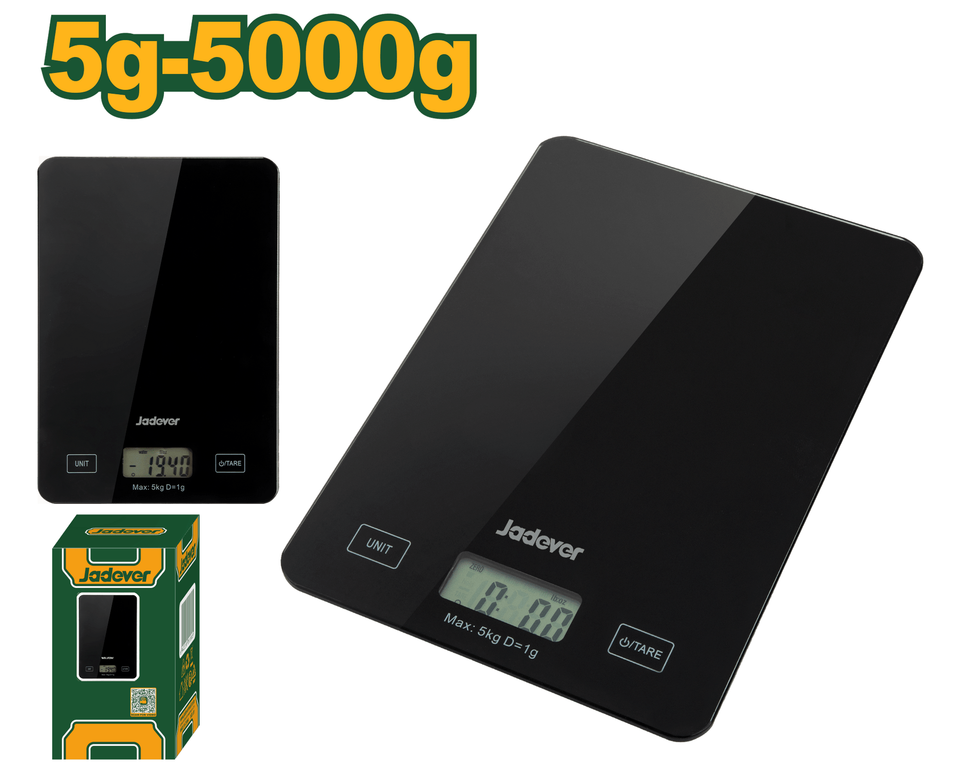 ميزان مطبخ زجاج 5 كيلو من جادايفر Jadever - Smart Hack