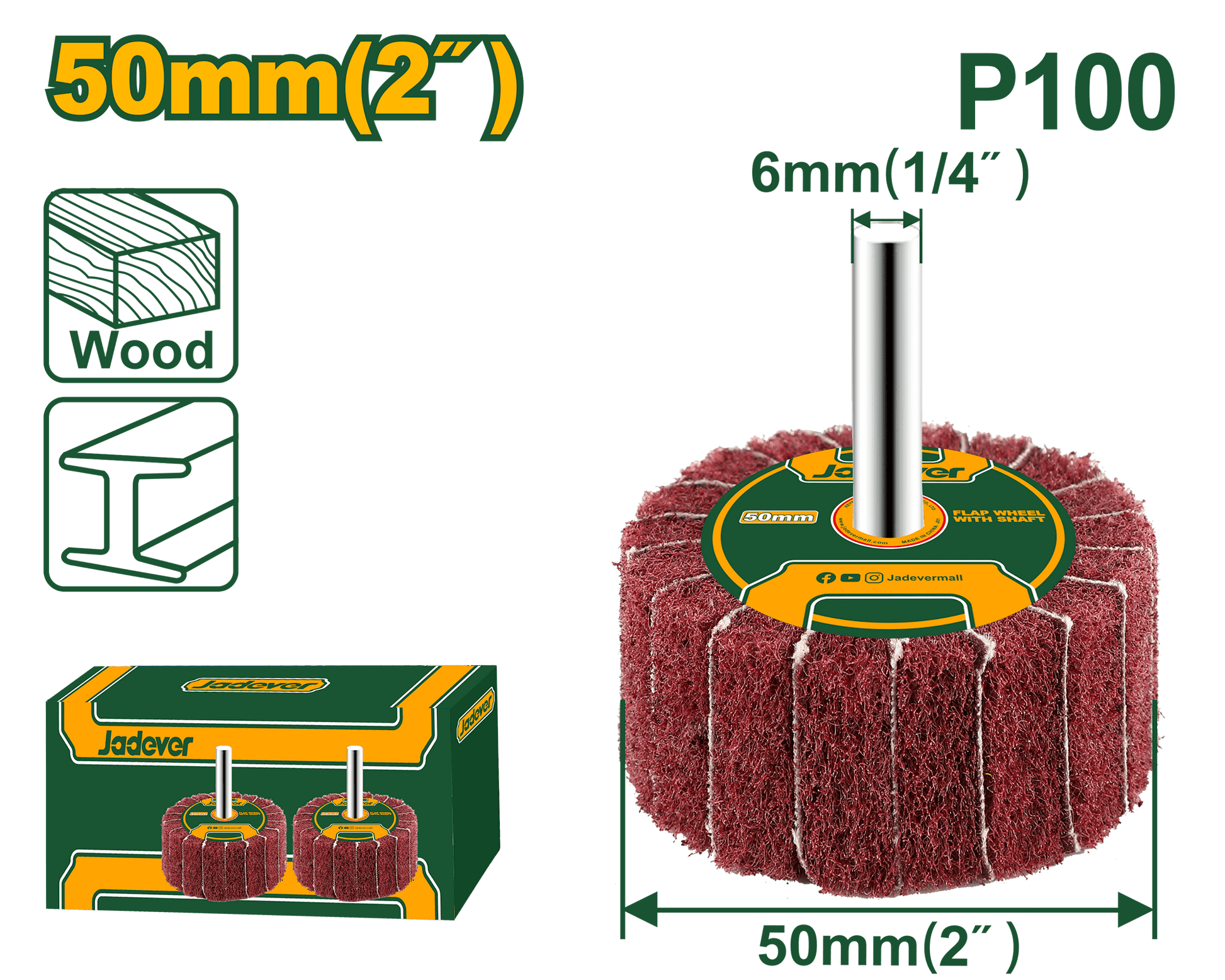 رأس طحن قماش جاديفر 50 × 25 مم P100 للتنعيم والتنظيف المثالي - Smart Hack